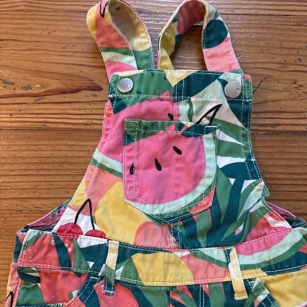 The Children's Place Shortalls Kids Multi Color Fruit Print Summer SIZE 2T